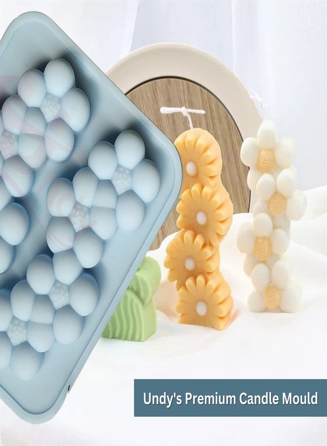 Undy 2 Cavity Flower Shape Candle Mould, Joint Heart Candle Mould for Candle Making Multi-Purpose Silicone Mould for Chocolate Resin soap (4.5 x 3.7 x 0.5 Inch) Pack of 2 - Image 5