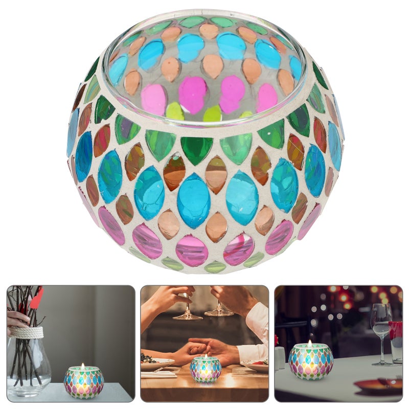 Candle Holder Colorful Glass Table Candlestick Household Decoration - Image 4
