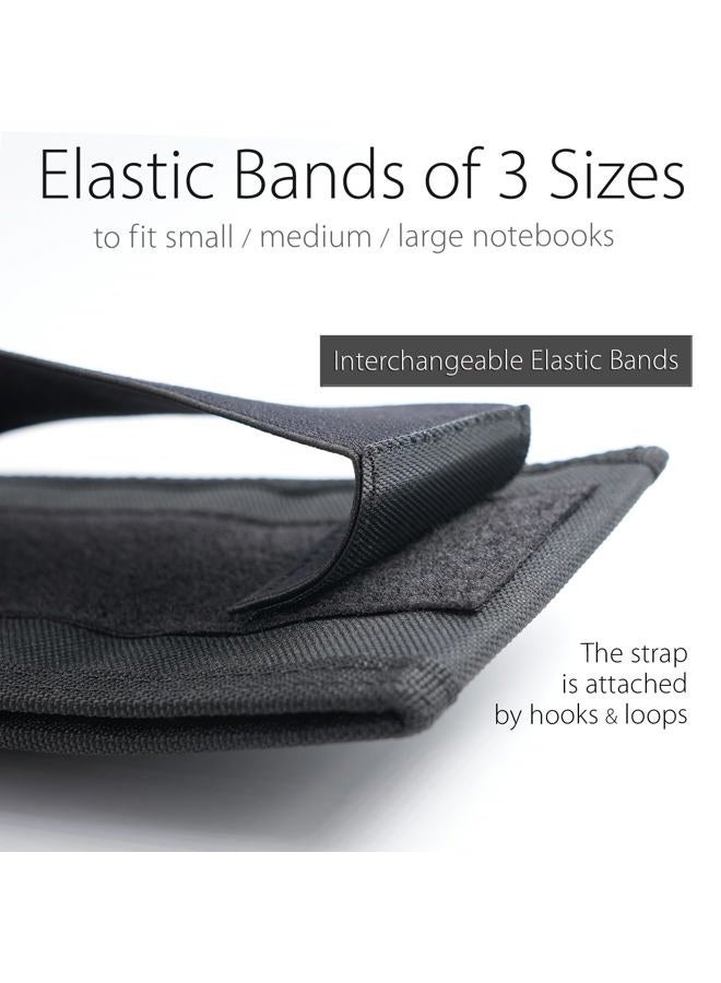 diodrio Pen Holder, Pencil Holder, Pen Sleeve Case for Hard Cover Journals, Notebooks, Books, Binders, Hold Multi Pens Pencils Rulers Durable Fabrics, Detachable, Elastic Band. Black. - Image 5