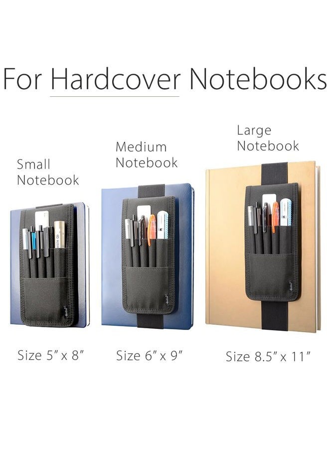 diodrio Pen Holder, Pencil Holder, Pen Sleeve Case for Hard Cover Journals, Notebooks, Books, Binders, Hold Multi Pens Pencils Rulers Durable Fabrics, Detachable, Elastic Band. Black. - Image 4