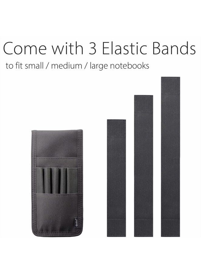 diodrio Pen Holder, Pencil Holder, Pen Sleeve Case for Hard Cover Journals, Notebooks, Books, Binders, Hold Multi Pens Pencils Rulers Durable Fabrics, Detachable, Elastic Band. Black. - Image 3