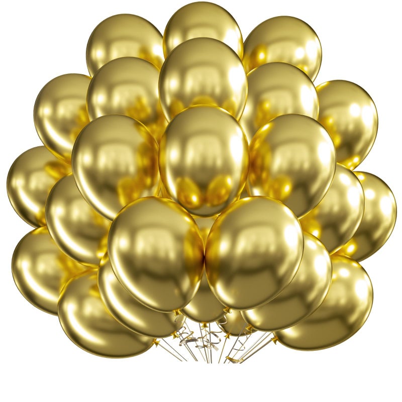MEBAY Gold Balloons 12 inch 100 pcs Chrome Metallic Latex Birthday Balloons Shiny Balloons Party Decoration Graduation Halloween Wedding Birthday Baby Shower Christmas Party - Image 2