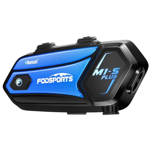 fodsports سماعة بلوتوث للدراجات النارية Fodsports M1-S Plus مع مكبرات صوت HRSQS مخصصة، اقتران بنقرة واحدة، كتم الميكروفون، راديو FM، نظام اتصال داخل الخوذة يصل إلى 10 راكبين مع مشاركة الموسيقى، صوت رائع، عبوة واحدة - Image 1