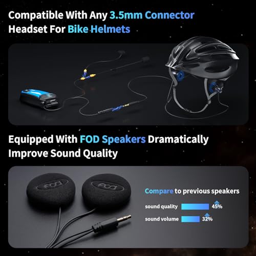 fodsports سماعة بلوتوث للدراجات النارية Fodsports M1-S Plus مع مكبرات صوت HRSQS مخصصة، اقتران بنقرة واحدة، كتم الميكروفون، راديو FM، نظام اتصال داخل الخوذة يصل إلى 10 راكبين مع مشاركة الموسيقى، صوت رائع، عبوة واحدة - Image 3