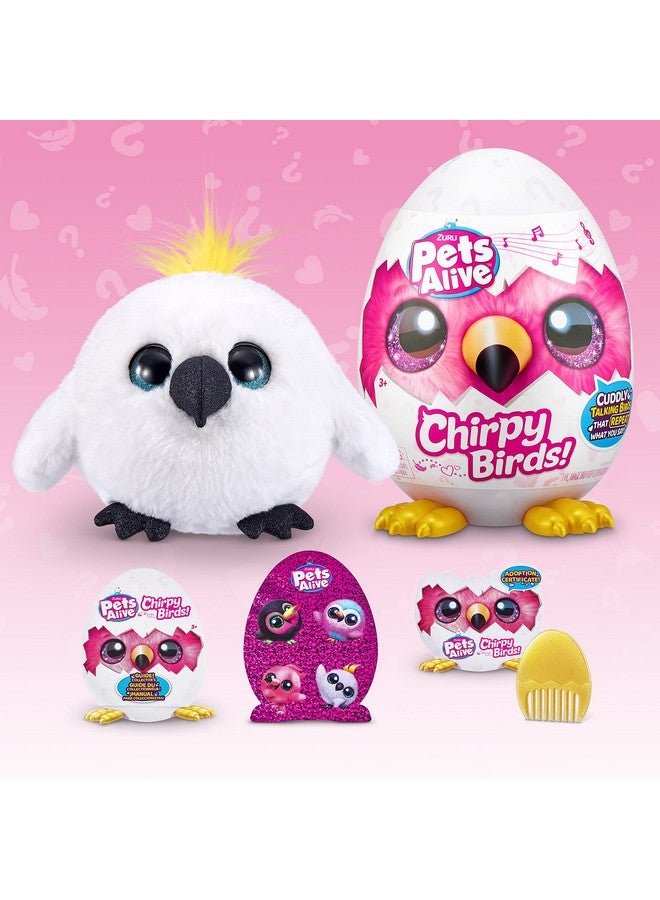 Pets Alive Chirpy Birds (White Cockatoo) by ZURU, Electronic Pet That Speaks, Giant Surprise Egg, Stickers, Comb, Fluffy Clay, Bird Animal Plush for Girls - Image 3