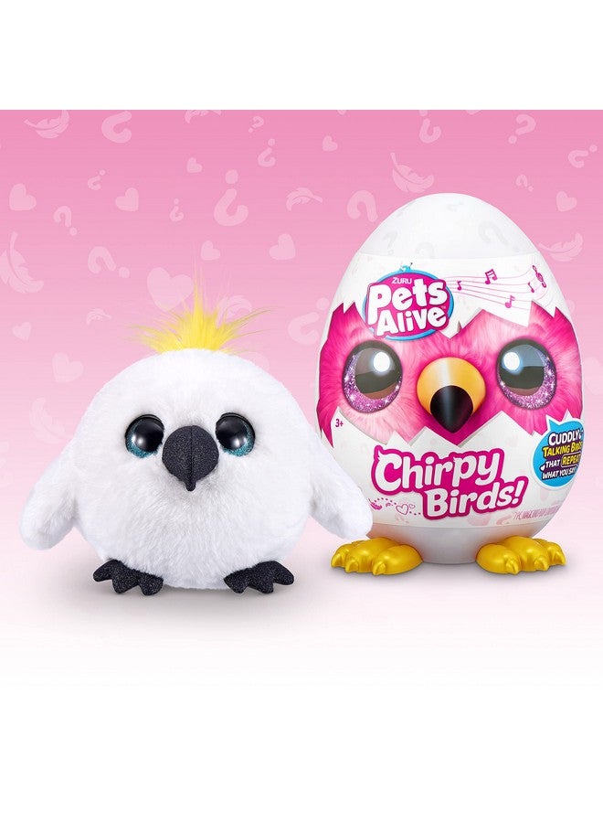 Pets Alive Chirpy Birds (White Cockatoo) by ZURU, Electronic Pet That Speaks, Giant Surprise Egg, Stickers, Comb, Fluffy Clay, Bird Animal Plush for Girls - Image 2