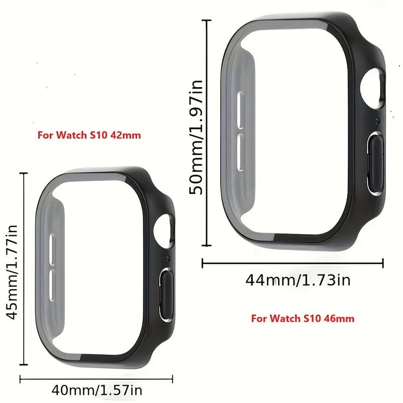 3 In 1 Hard PC Case And Tempered Glass For Apple Watch S10 46mm Black - Image 2