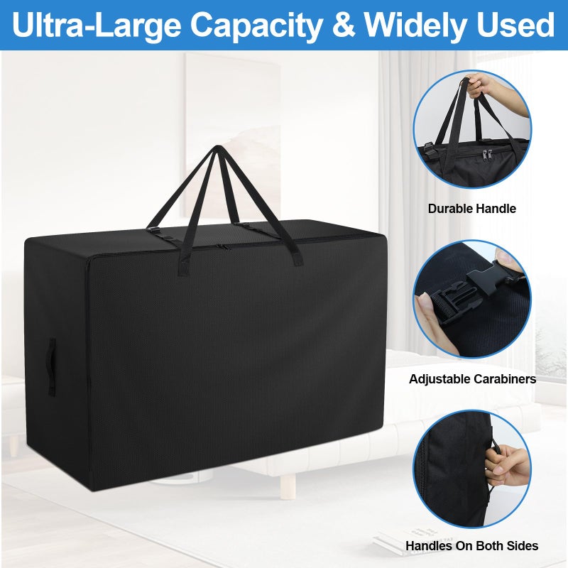 Raweao Folding Mattress Bag - 600D Oxford Cloth Heavy Duty Carry Case for Tri-Fold Guest Bed Mattress (Fits 4"" Full Matress  Black) - Image 4
