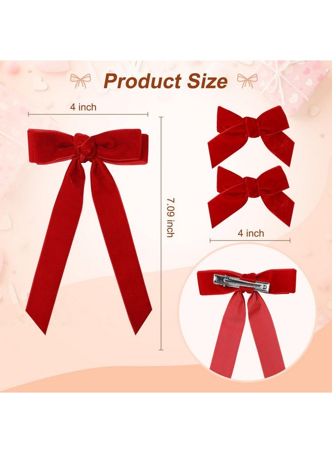 Aileam 3PCS Velvet Hair Bow Red Hair Ribbon Clips for women Girls Fall Alligator Hair Clips Hair Accessories Toddlers Kids Teens - Image 4