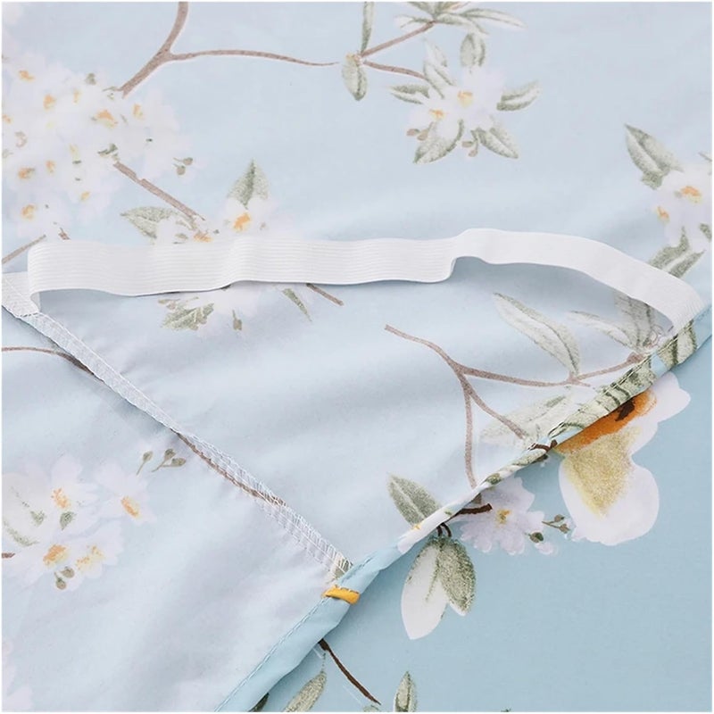 Wrap Around Bedding Skirt,Flower Print Bedskirt,3 Side Coverage Ruffle Bed with 2 Pillowcase(Color 1,120x200cm 3pcs) - Image 4