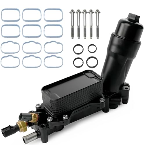 LEMASSON Upgrade Aluminum Engine Oil Cooler Oil Filter Housing for 2011-2016 Jeep Wrangler Grand Cherokee Dodge Challenger Charger Journey Caravan Durango Chrysler 300 200 Town Country Ram 3.6L 926-876 926-959 - Image 1