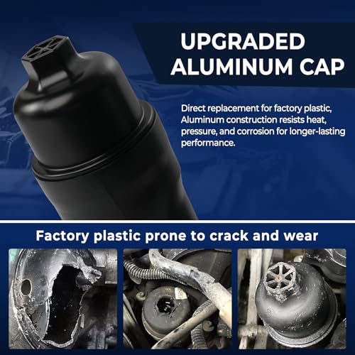 LEMASSON Upgrade Aluminum Engine Oil Cooler Oil Filter Housing for 2011-2016 Jeep Wrangler Grand Cherokee Dodge Challenger Charger Journey Caravan Durango Chrysler 300 200 Town Country Ram 3.6L 926-876 926-959 - Image 3