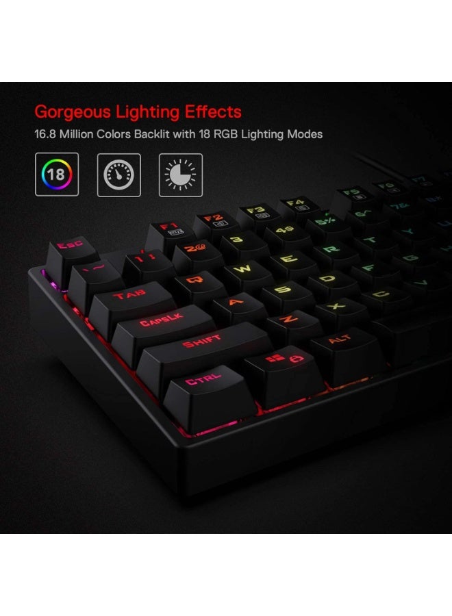 Redragon SU-RARA K582 RGB LED Backlit Mechanical Gaming Wired Keyboard with 104 Keys-Linear and Quiet-Red Switch, Black - Image 2