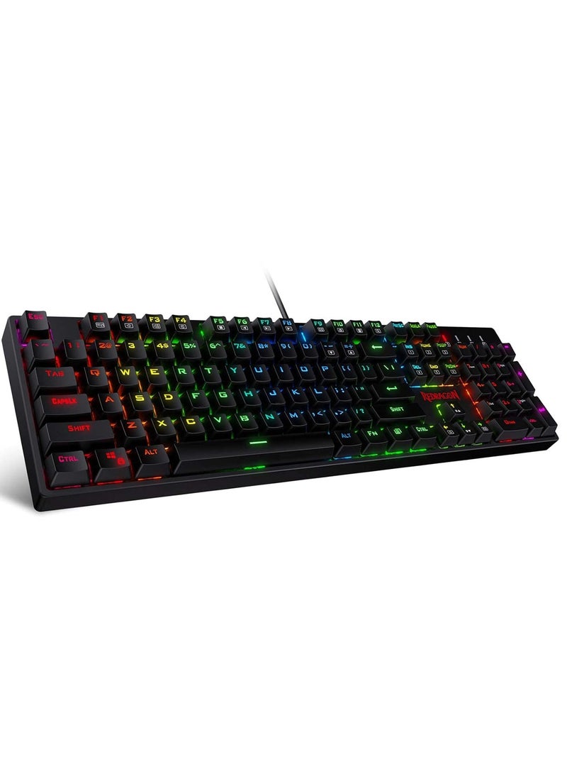 Redragon SU-RARA K582 RGB LED Backlit Mechanical Gaming Wired Keyboard with 104 Keys-Linear and Quiet-Red Switch, Black - Image 1