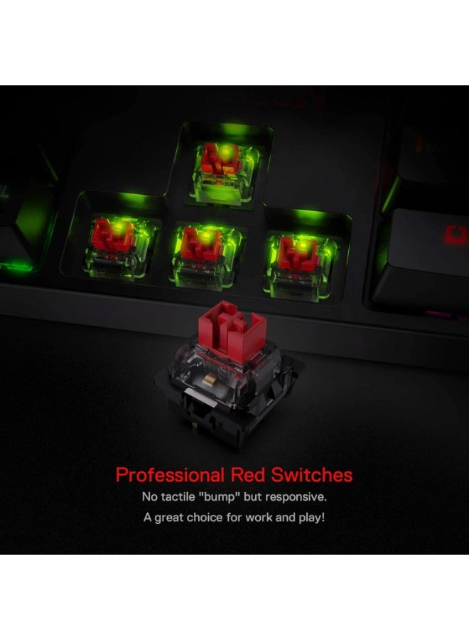 Redragon SU-RARA K582 RGB LED Backlit Mechanical Gaming Wired Keyboard with 104 Keys-Linear and Quiet-Red Switch, Black - Image 5