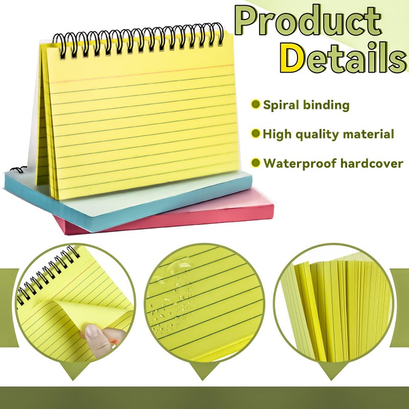 MotBach Colorful 150 Pcs Spiral Index Cards 4x6 Inch Flash Cards with Ring Lined Note Card Book Flashcards, Colored Ruled Card Pad Index Note Books 4 x 6 Notecards for Studying School Supply College - Image 3
