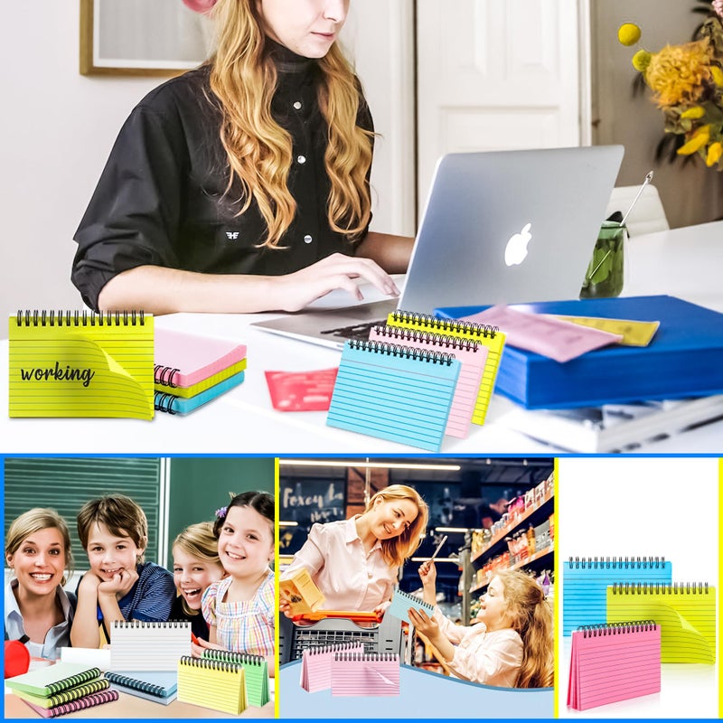 MotBach Colorful 150 Pcs Spiral Index Cards 4x6 Inch Flash Cards with Ring Lined Note Card Book Flashcards, Colored Ruled Card Pad Index Note Books 4 x 6 Notecards for Studying School Supply College - Image 4