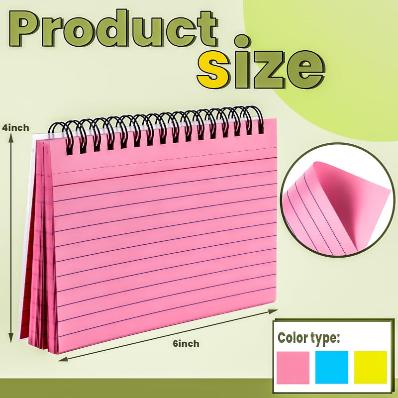 MotBach Colorful 150 Pcs Spiral Index Cards 4x6 Inch Flash Cards with Ring Lined Note Card Book Flashcards, Colored Ruled Card Pad Index Note Books 4 x 6 Notecards for Studying School Supply College - Image 2