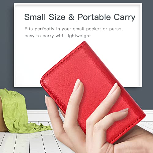 Padike Business Name Card Holder Luxury PU Leather,Business Name Card Holder Wallet Credit card ID Case/Holder For Men & Women - Keep Your Business Cards Clean(Red) - Image 5