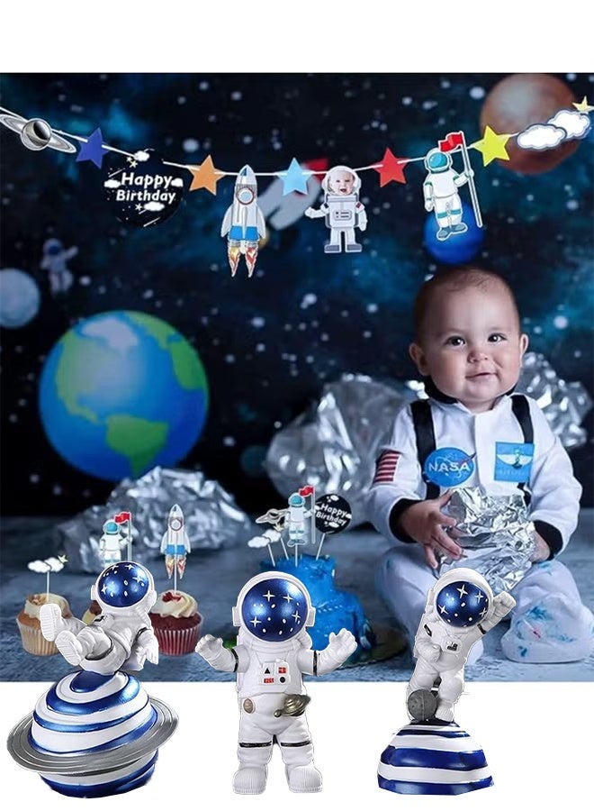 KANGLI Creative Astronaut Decoration 3-Pack Astronaut Statue Astronaut Statue Model For Astronaut Model Living Room TV Cabinet Hanging Decoration Children's Room Decoration Space Theme Birthday Gift - Blue - Image 2