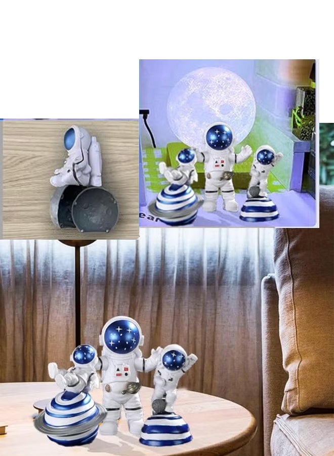 KANGLI Creative Astronaut Decoration 3-Pack Astronaut Statue Astronaut Statue Model For Astronaut Model Living Room TV Cabinet Hanging Decoration Children's Room Decoration Space Theme Birthday Gift - Blue - Image 4