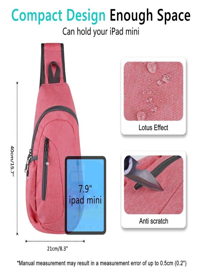 TITECOUGO Small Sling Bag, Lightweight Crossbody Backpack for Men Women, Shoulder Bag for Sports and Outdoor, Z1-canvas, Watermelon Red, Compact - Image 4