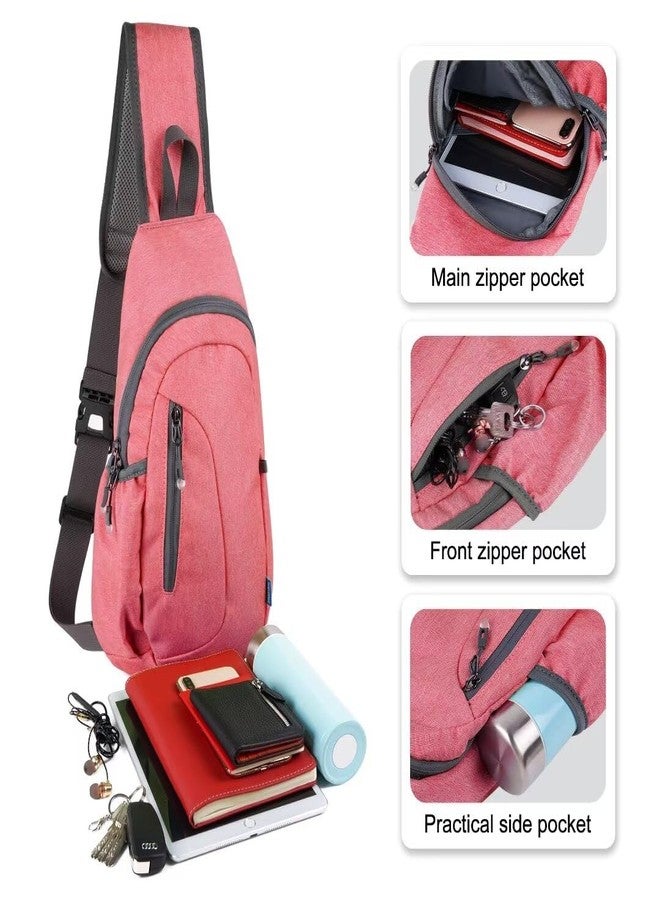 TITECOUGO Small Sling Bag, Lightweight Crossbody Backpack for Men Women, Shoulder Bag for Sports and Outdoor, Z1-canvas, Watermelon Red, Compact - Image 2