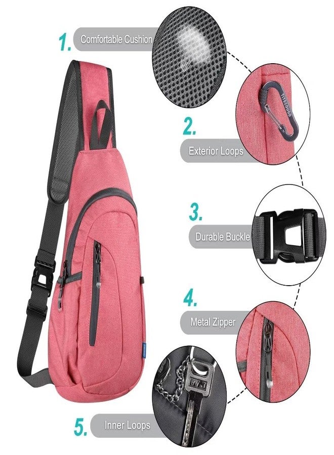 TITECOUGO Small Sling Bag, Lightweight Crossbody Backpack for Men Women, Shoulder Bag for Sports and Outdoor, Z1-canvas, Watermelon Red, Compact - Image 5