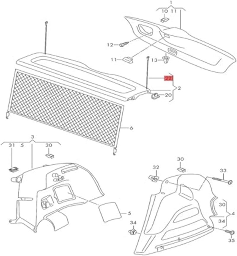 Yurefax Parcel Shelf String Cord for VW Golf MK5 MK6 - Image 3