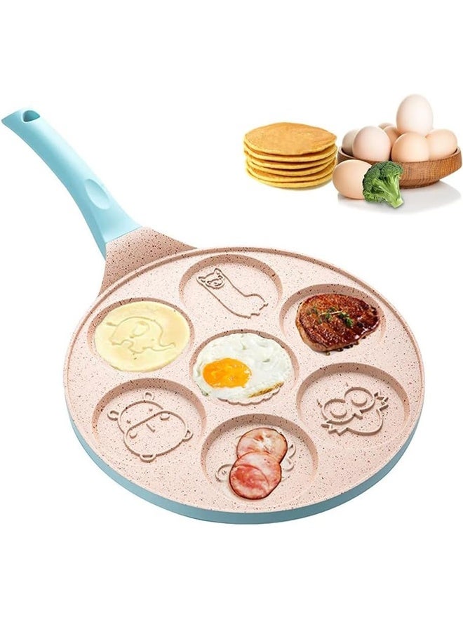 هومستر البيض الحيواني Pan Omelette Pan 7-Cup Pancake Pan Breakfast Pancake Skillet للبيض والفطائر والبليت والكريبس صانع الفطائر غير اللاصق - Image 1