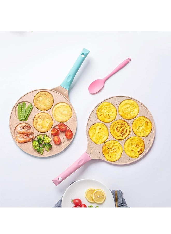 هومستر البيض الحيواني Pan Omelette Pan 7-Cup Pancake Pan Breakfast Pancake Skillet للبيض والفطائر والبليت والكريبس صانع الفطائر غير اللاصق - Image 5