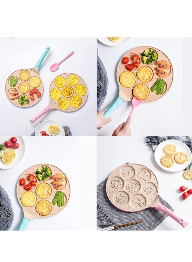 هومستر البيض الحيواني Pan Omelette Pan 7-Cup Pancake Pan Breakfast Pancake Skillet للبيض والفطائر والبليت والكريبس صانع الفطائر غير اللاصق - Image 4