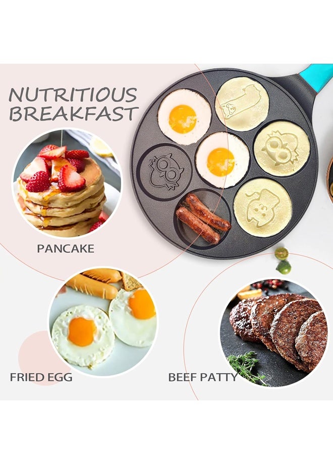 هومستر البيض الحيواني Pan Omelette Pan 7-Cup Pancake Pan Breakfast Pancake Skillet للبيض والفطائر والبليت والكريبس صانع الفطائر غير اللاصق - Image 2