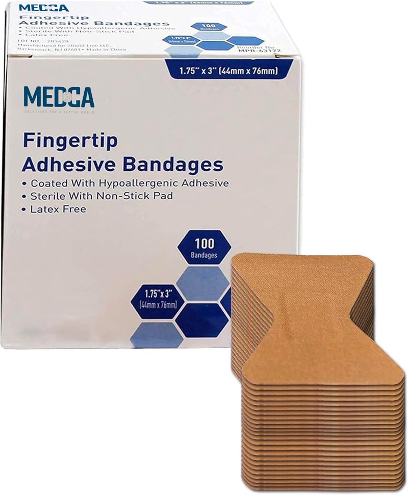 MEDca Flexible Fabric Finger Bandages  100 Count Box of Flex Fabric Adhesive Bandages Cuts Scrapes Care and to Protect Wounds - Image 1