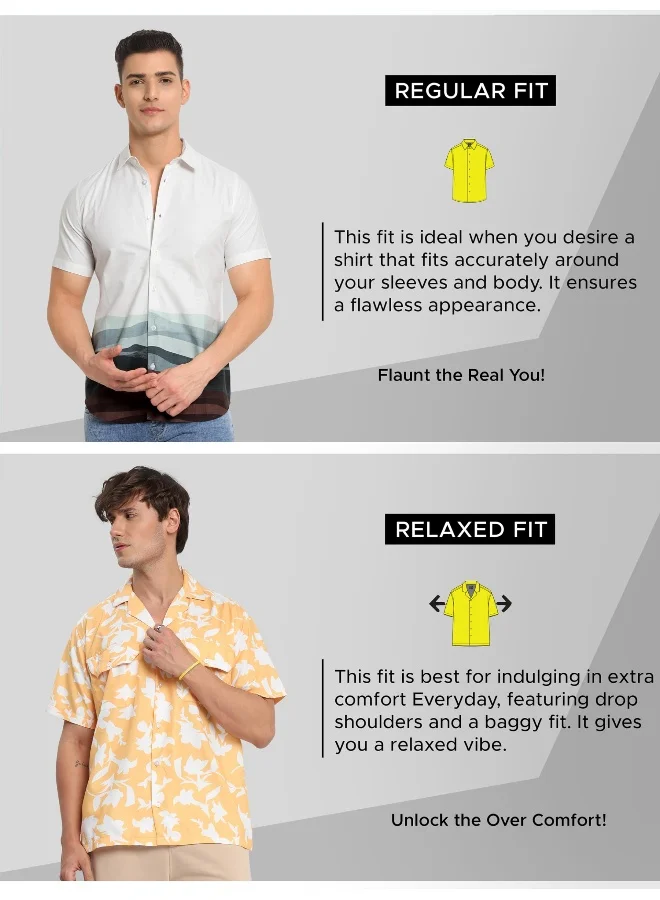 Beyoung Half Sleeve Patterned Hawaiian Shirt for Men Yellow