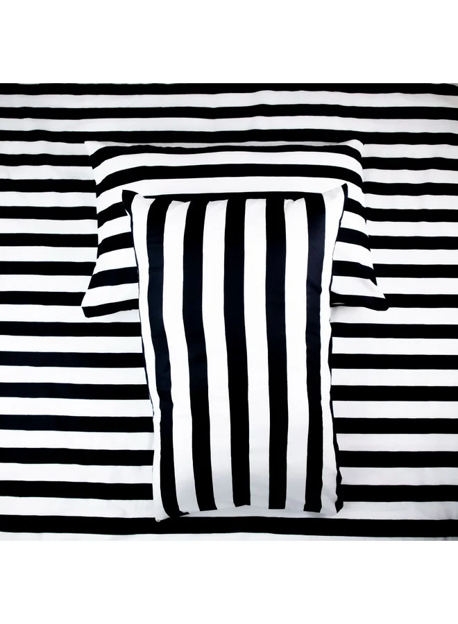 Home Box Malta 3-Pieces Stripe Printed Cotton Queen King Duvet Cover Set 220 x 220 cm
