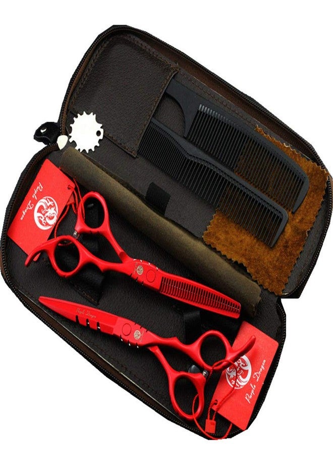 Purple Dragon Professional Japan 440C Hair Salon Cutting Shear and Barber Thinning Scissor Hairdressing Shear Set with Bag - Image 1