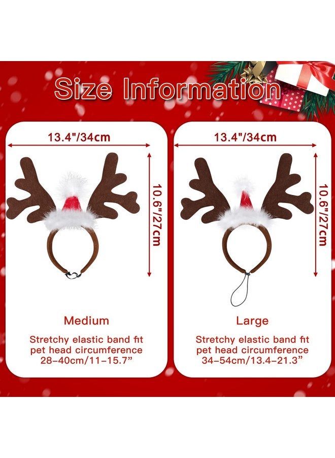 BWOGUE Dog Elk Reindeer Antler Headband with Santa Hat Pet Pet Christmas Costume Headwear Accessories for Dogs and Cats Large - Image 2