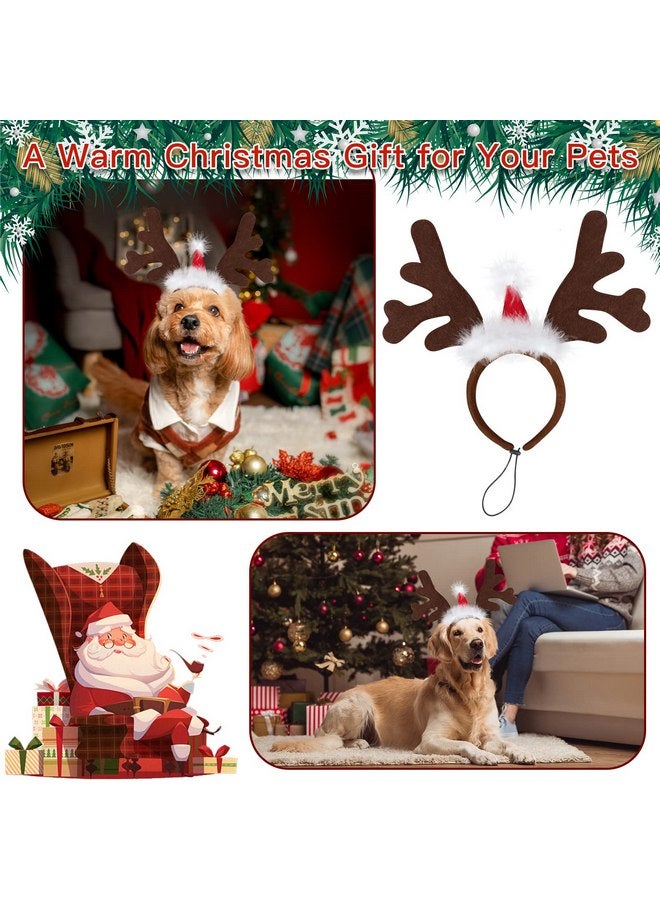 BWOGUE Dog Elk Reindeer Antler Headband with Santa Hat Pet Pet Christmas Costume Headwear Accessories for Dogs and Cats Large - Image 4