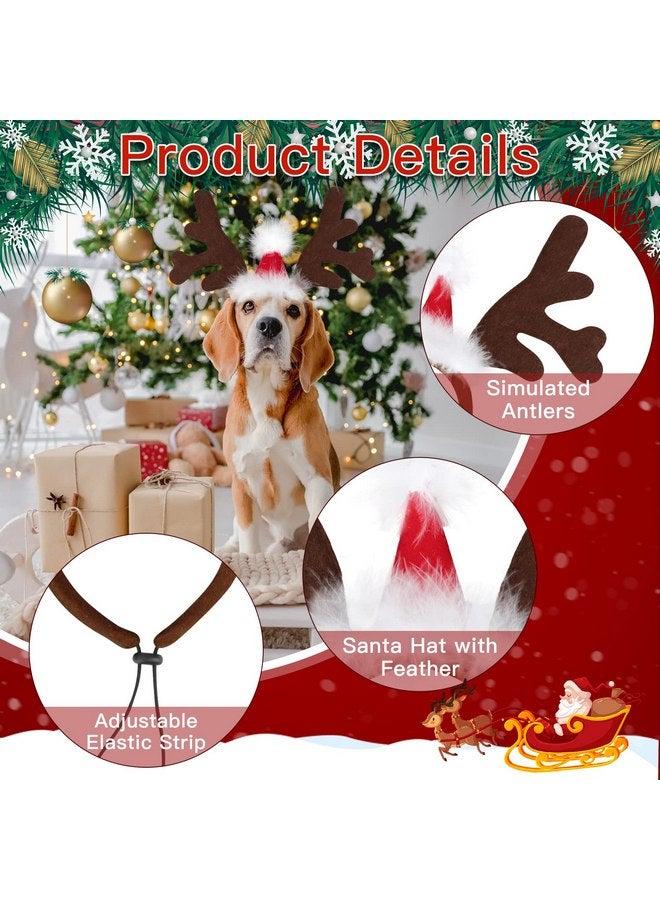 BWOGUE Dog Elk Reindeer Antler Headband with Santa Hat Pet Pet Christmas Costume Headwear Accessories for Dogs and Cats Large - Image 3