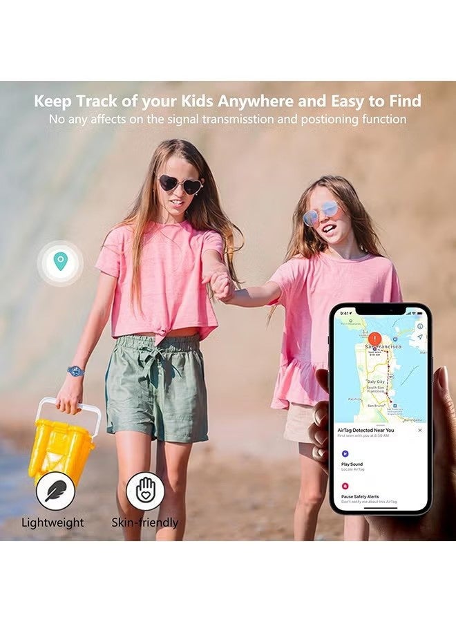واي جيه حزام بطاقة الهواء للأطفال، كرتون ظريف مقاوم للماء حامل بطاقة الهواء للأطفال ذوي السيليكون الناعم تغطية كاملة ملحقات سور بطاقة الهواء المخفية المضادة للفقد للأطفال (أزرق داكن) - Image 4