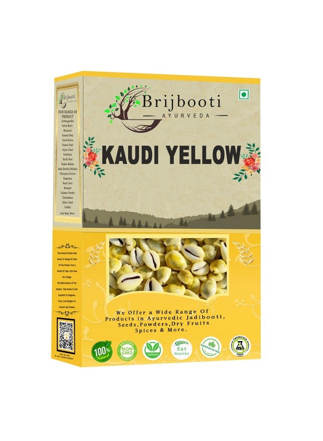 BrijBooti Natural Pili Kaudi - Yellow Kaudi - Yellow Kawri - Kodi - Peeli Cowrie - Laxmi and Diwali Puja Article (108 Pieces) - Image 1