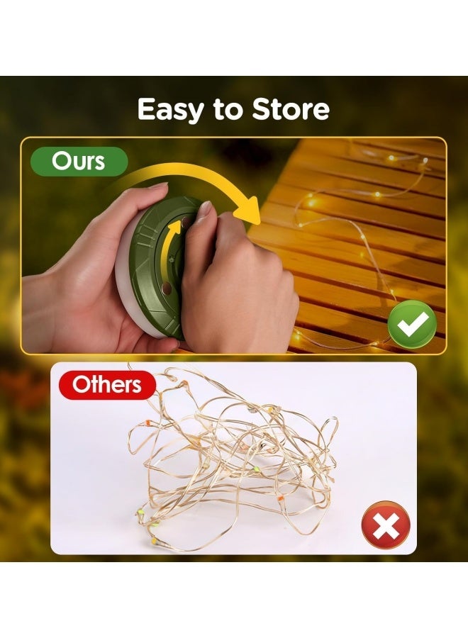 Camping String Lights Long 10m, 4 in 1 Quick Storage Rechargeable Tent Lights String with Lighting Modes, Hanging Waterproof Portable LED Lamp for Outdoor Patio Awning Garden Party Essentials (Warm - Image 4