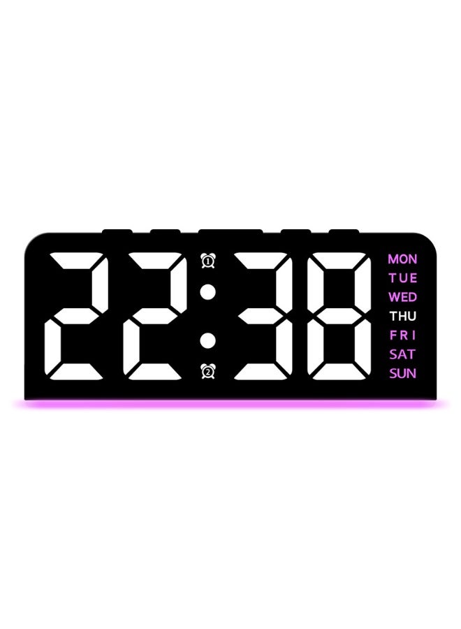 منبه رقمي مزود بإضاءة، يعمل بالطاقة عبر منفذ يو إس بي مع إضاءة قابلة للتعديل وعرض التاريخ، زينة مثالية للأطفال وغرف النوم وجوانب الأسرة وغرف المعيشة والمكاتب، بنظام زمني ١٢/٢٤ ساعة (إضاءة جو وردية) - Image 2