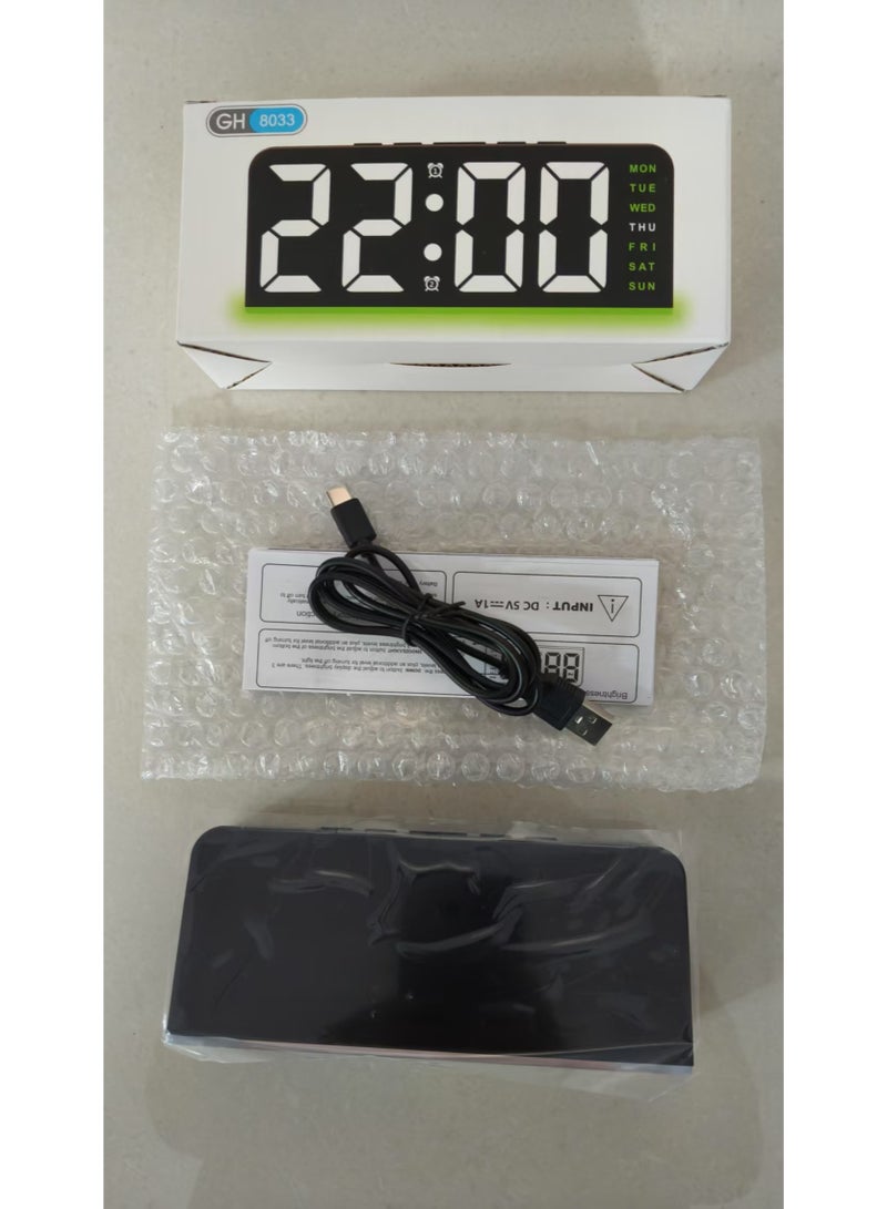 منبه رقمي مزود بإضاءة، يعمل بالطاقة عبر منفذ يو إس بي مع إضاءة قابلة للتعديل وعرض التاريخ، زينة مثالية للأطفال وغرف النوم وجوانب الأسرة وغرف المعيشة والمكاتب، بنظام زمني ١٢/٢٤ ساعة (إضاءة جو وردية) - Image 4