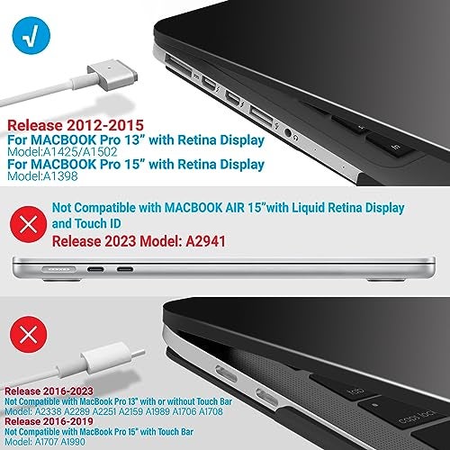 IBENZER Compatible with MacBook Pro 13 Inch Case 2015 2014 2013 end 2012 A1502 A1425, Hard Shell Case & Keyboard Cover & Screen Protector for Old Version Apple Mac Retina 13, Black, R13BK+2 - Image 4