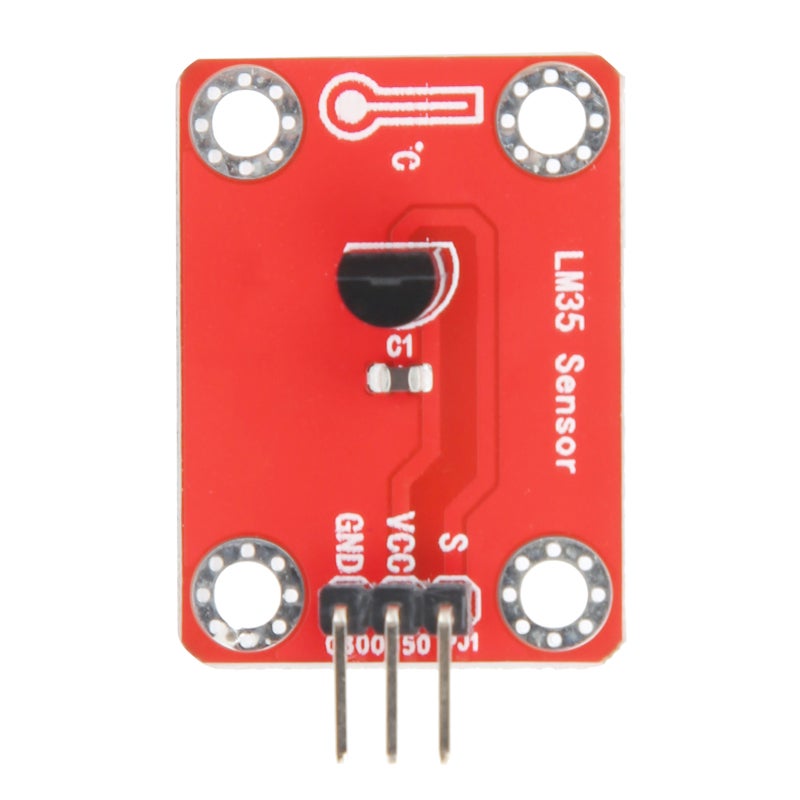 Temperature Sensor Module 3.3V-5VDC Linear Analog Output - 10mV per 1°C - with 4 Positioning Holes for DIY Electronics Learning Development - Image 1
