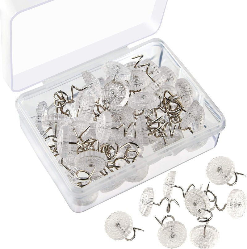KUUQA Upholstery Twist Pins Clear Heads Bed Skirt Pin for Hold Slipcovers and Bedskirts Decoration, 50 Pcs - Image 1