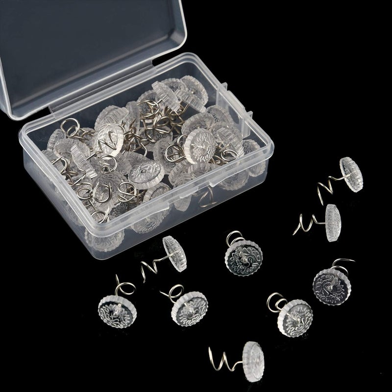 KUUQA Upholstery Twist Pins Clear Heads Bed Skirt Pin for Hold Slipcovers and Bedskirts Decoration, 50 Pcs - Image 4