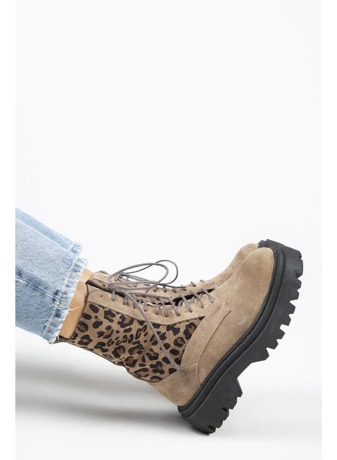 Diane Women's Genuine Leather Laced Suede-Leopard Boot.